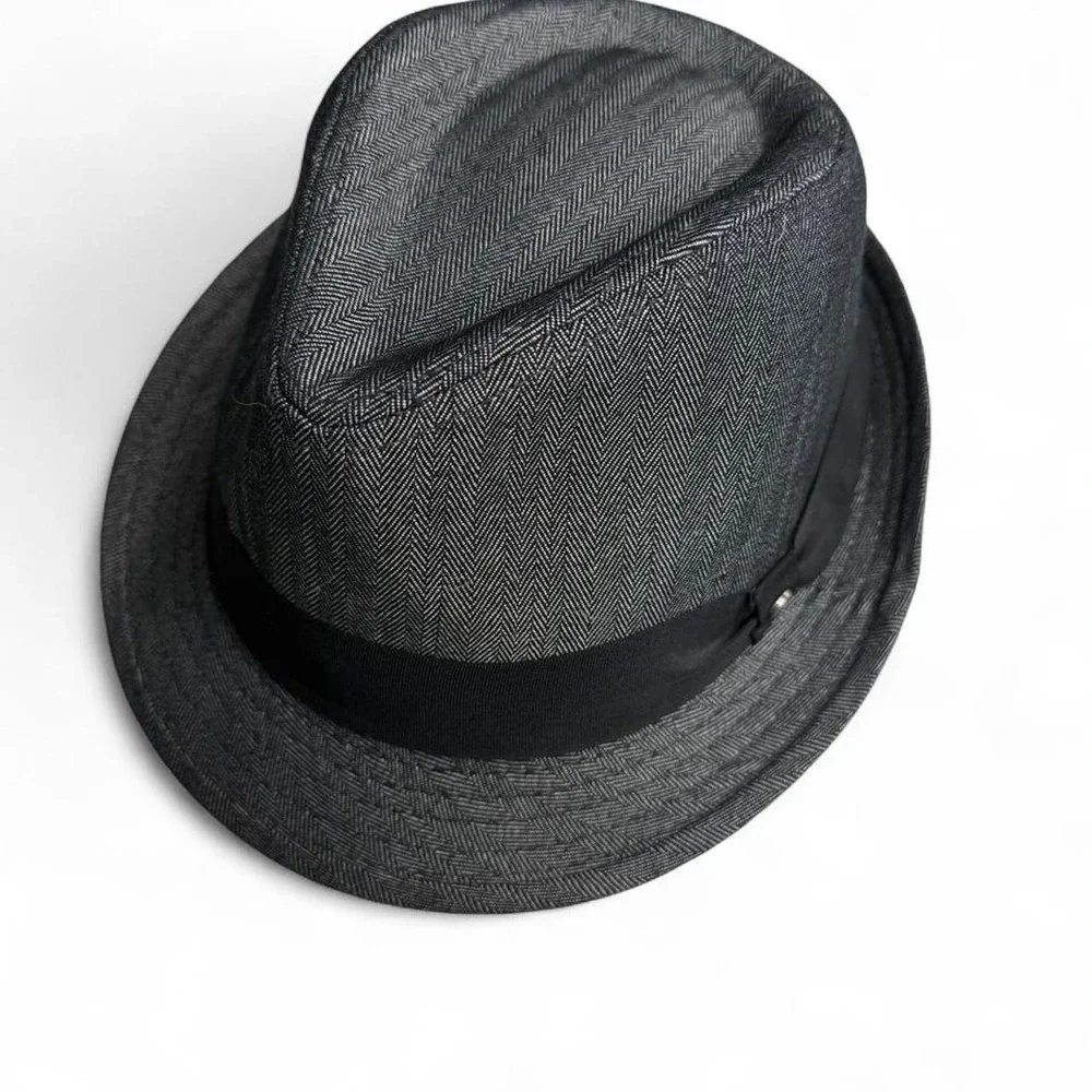 Stetson All-American Gray Herringbone Fedora Trilby Hat Men's Large Classic